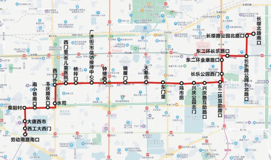 西安地铁5、6号线将于11月5日调整43路公交线路