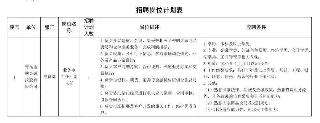 青岛地铁金融控股有限公司2022年社会招聘公告（10人）