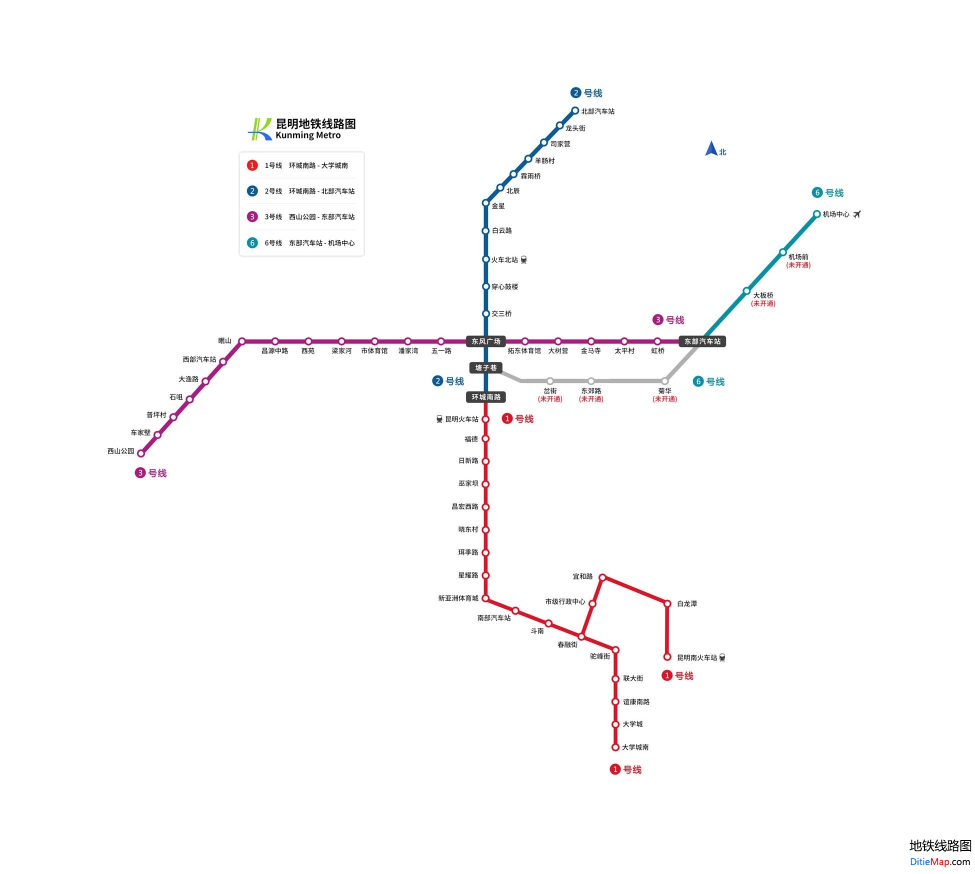 昆明地铁线路图一览