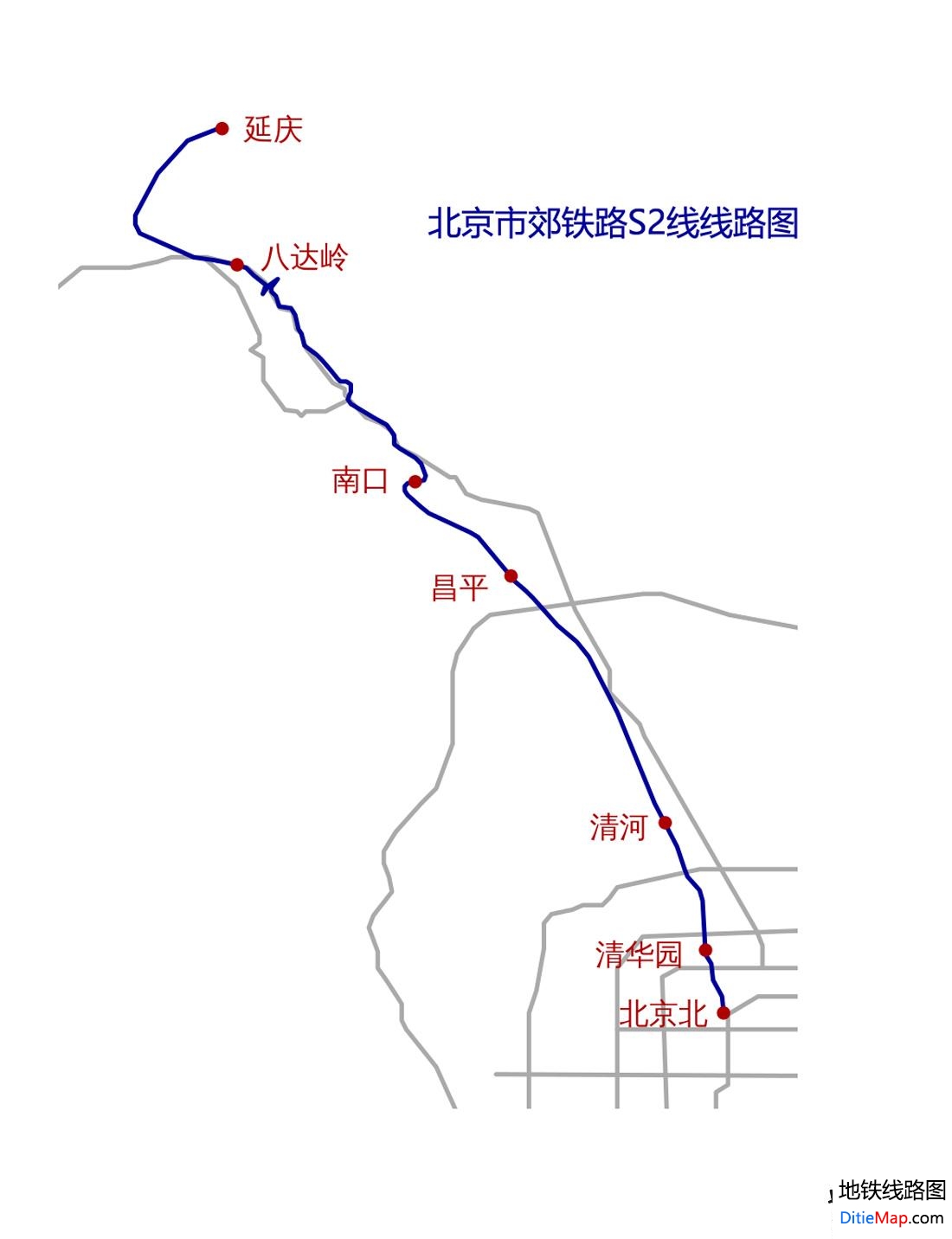 北京地铁(城铁)S2号线线路图 运营时间票价站点 查询下载 北京地铁S2线查询 北京地铁S2线运营时间 北京地铁S2线线路图 北京市郊铁路S2线 北京地铁S2线 北京地铁线路图  第2张