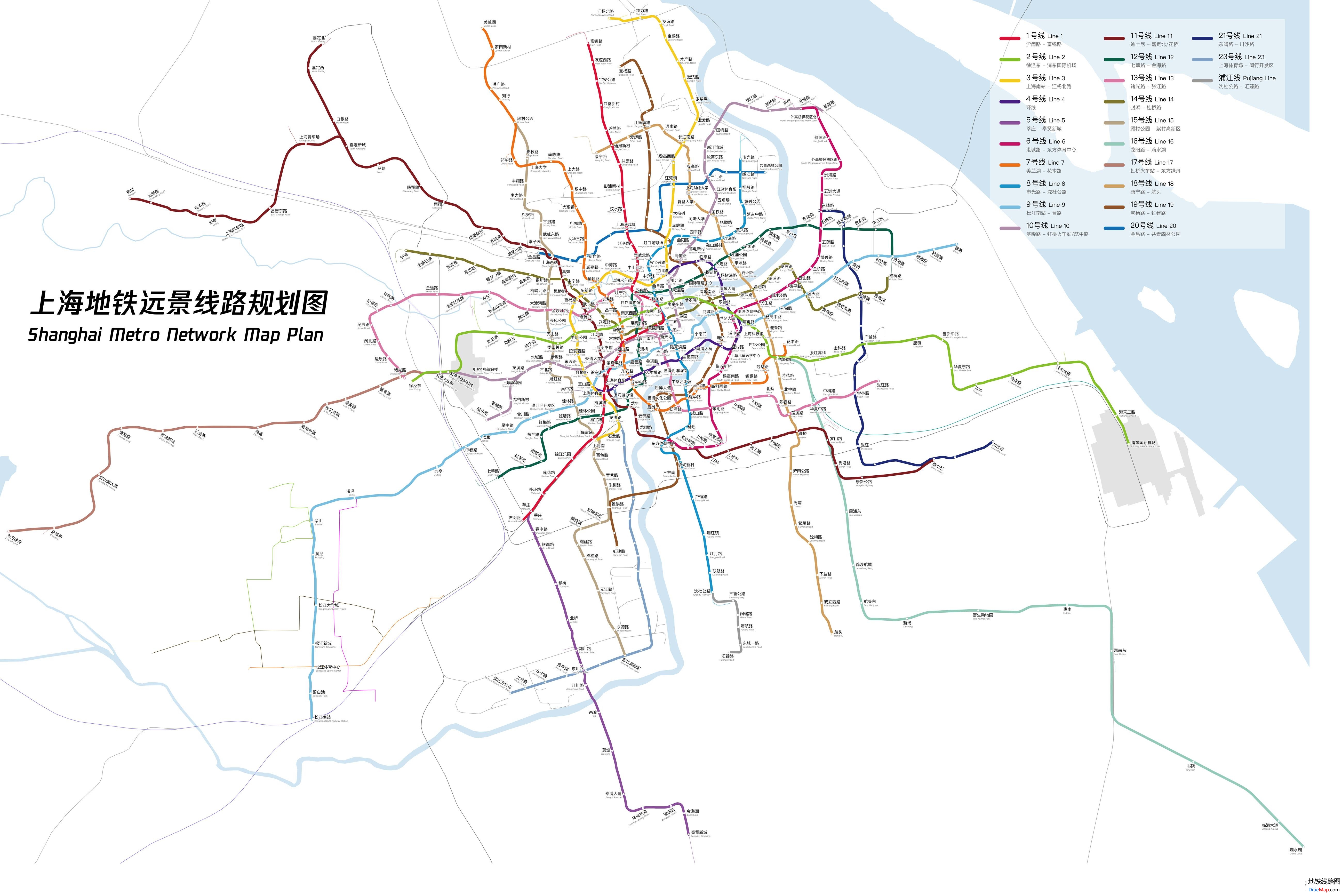 上海地铁远景线路规划图