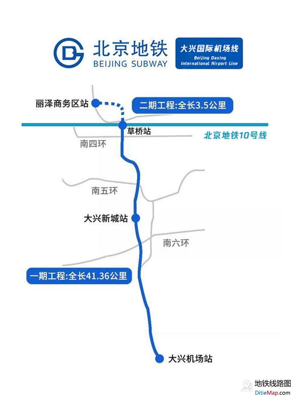 北京地铁大兴机场线路图