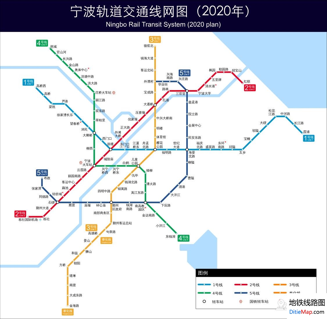 2019版 宁波地铁线路图 2018版宁波地铁线路规划图宁波地铁2020年