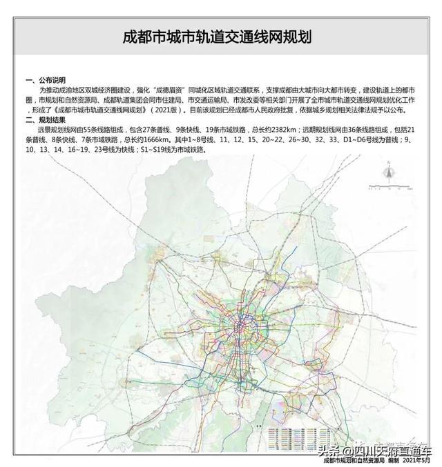 成都市规划自然资源局正式公布《2021版成都市城市轨道交通线网规划》
