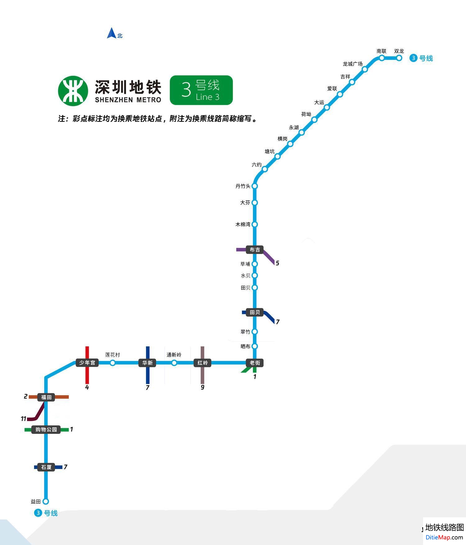 三号线地铁站线路图图片