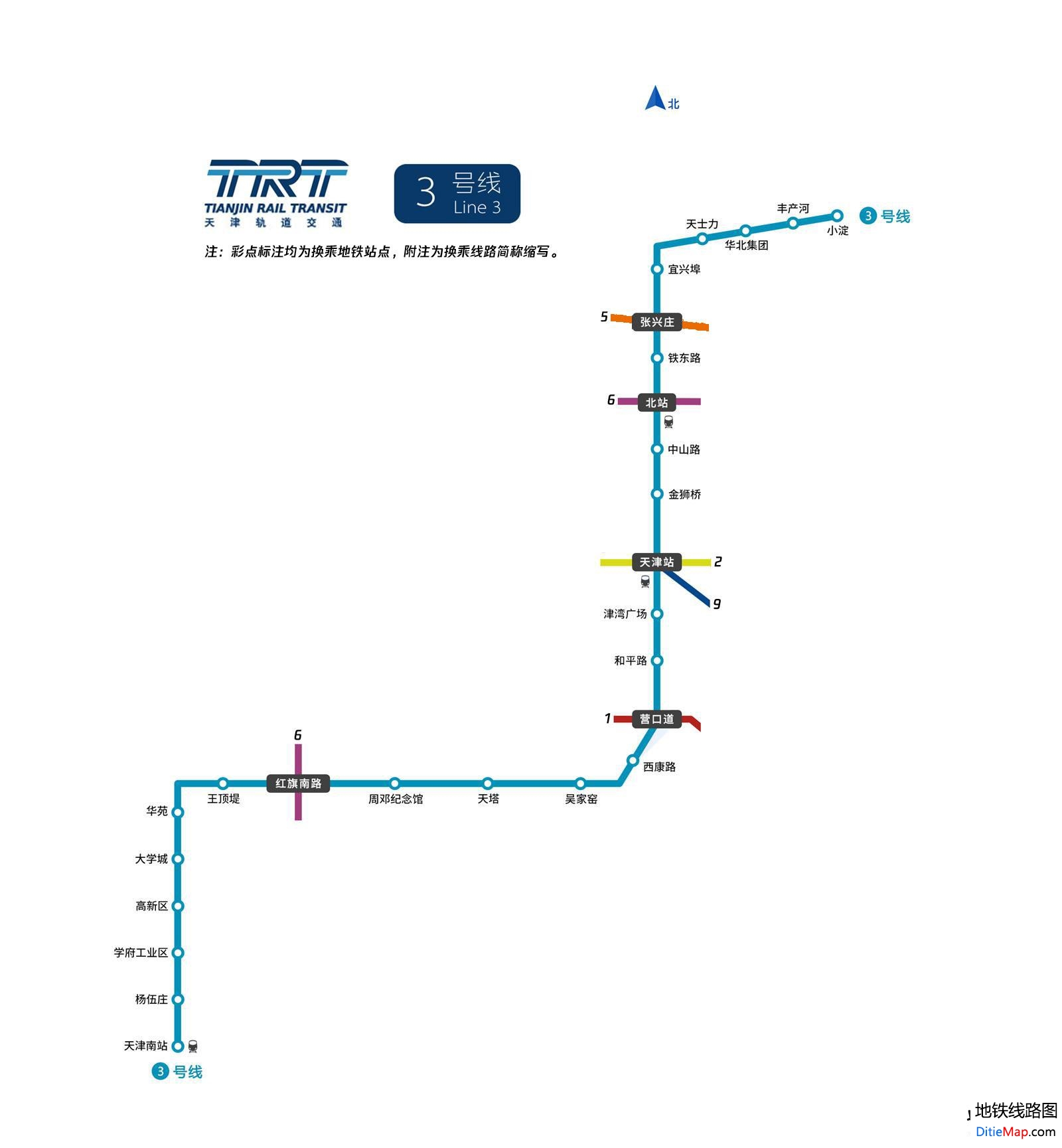 天津地铁3号线线路图 运营时间票价站点 查询 天津地铁3号线查询